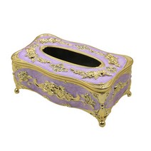 티슈케이스 각 휴지케이스럭셔리 유럽 티슈 박스 커버 케이스 직사각형 가정 용품 플라스틱 종이 냅킨 홀더, 08 Purple Gold