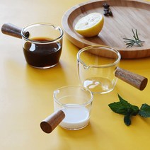 내열 유리 에스프레소 샷잔 우드 손잡이 커피머신 미니 시럽잔 글라스 소스컵, 1에스프레소샷잔50ml