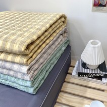 이즈베딩 레트로 체크 워싱 30수 광목 침대패드 3colors, 베이지