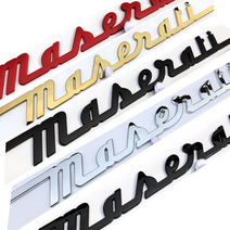 자동차부품 for maserati trunk nameplate logo 엠블럼 배지 필기 매트 광택 블랙 레드 골드 크롬 지브리 oem 스티커 배지 자동차, 금