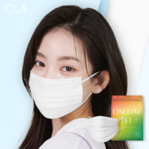 CLA 원데이핏 일회용 덴탈 컬러 마스크 중형, 1개입, 50개, 화이트