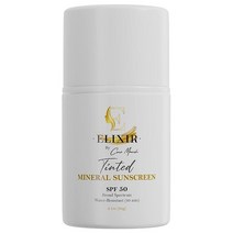 Elixir 틴트 미네랄 자외선 차단제 Coco March SPF 50 광범위한 차단 방수 80분 피부 수분 공급 및 향상 성인 어린이 59.5g2.1온스 USA 미국, 1개