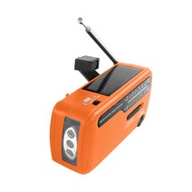 수동+태양 에너지 생성 비상전원 라디오 블루투스 스피커 AM/FM/SW1/SW2, 주황색
