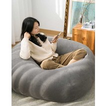 푹신한 구름쿠션 싱글 소파 빈백, 천 벨벳-로얄 블루 100x110cm 대형 L