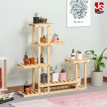 JS리빙 원목 화분진열대 베란다 화분정리대 97*24*98 우드 3단원목 튼튼한 화분받침대 [모델명: 239_G14Nka], 3단 원목 화분대