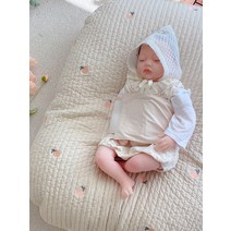 제이앤제나 신생아부터 허리에 무리 없는 커버 분리 역류방지쿠션 - 100수 복숭아 자수, 백수 복숭아 뒷면메쉬(커버+솜)