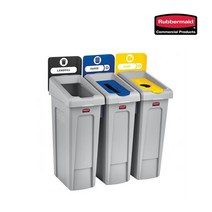 러버메이드 슬림짐 재활용 분리수거함 3개1세트, 단품