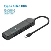 4 In 1 Usb C 3.0 허브 투명 확장 도크 Sd/tf 카드 판독기 슬롯 도킹 스테이션 Macbookpro Air Lenovo Dell, [04] HUB TFSD-Type-c
