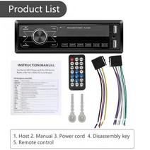 차량용라디오 듀얼 USB 12V 블루투스 자동차 라디오 MP3 플레이어 풀 터치 키 1 DIN In-대시 차량 스테레오 오디오 원격 제어 SD Aux-in, Black