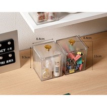 메이크업 코튼 패드 정리함 립스틱 화장품 보관함 면봉 컨테이너 데스크탑 사무실 학교 뚜껑 포함, 2pcs