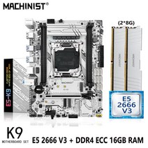 메인보드 마더보드 MACHINIST X99 K9 세트 키트 포함 Xeon E5 2650 V4 CPU 28G 16GB DDR4 ECC RAM 메모리 LGA 20113 M2 Nvme, 1.마더 보드  CPU  RAM