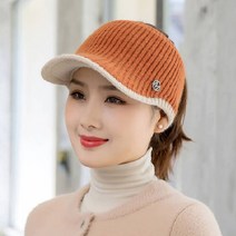 RTXSPORTS 겨울 골프모자 2종 여성 니트썬캡 썬바이져 복면마스크 방한마스크 모자+마스크+목도리 일체형, 니트썬캡(캐러멜)
