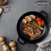 [차세르] 프리미엄 무쇠주물 라운드 팬 24cm (블랙), 단품