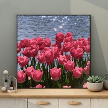 Diy 유화그리기 튤립 꽃 색칠 풍경 해바라기 인테리어 카페 취미 소모임, 세트 BK282