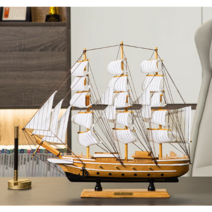 인테리어소품 장식 장식장 장식품 범선 소품 모형배 조명배 무드등, 39cm 블루블랙