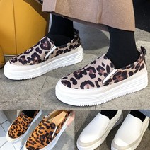 슈가범벅 [HH]여자신발 호피무늬 통굽 슬립온 겨울 단화 AL466