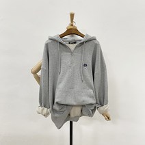 스프링 테디 곰돌이 자수 반집업 아노락 루즈핏 후드티