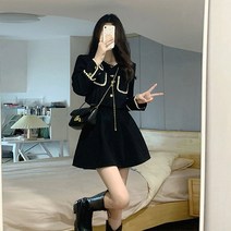 블랙 리틀 향기로운 드레스 여성용 봄과 가을 여성 의류 2023 신작 프랑스 럭셔리 센스 투피스 슈트