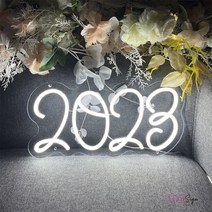 네온간판 2023 네온 사인 LED 벽걸이 방 장식 숫자 조명 램프 재미있는 홈 스토어 게임 벽, 03 blue_01 35X18cm USB