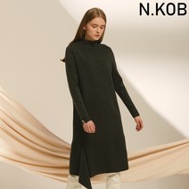 앤콥 소매 진주 장식 하이넥 니트 롱원피스 N19IKN130 챠콜
