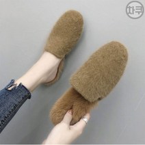 차쿠 실외화 여성 밍크퍼 슬리퍼