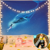 전세집 중문대용 대신 커튼 2미터 패브릭 고래 배경 천 6미터 조명 세트, 고래 -6