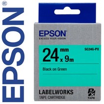 *정품* [ EPSON ] 라벨테이프, SC24G-PX [24mm 녹색/검정글씨]