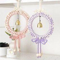 마크라메 도어벨 키트 만들기 세트 실 공예 DIY 소품 현관 장식 미니 풍경 재물운 금전운, 라벤더+스티커제공
