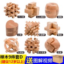 교육완구 느티나무 목재 3D 입체퍼즐 고리풀기 두뇌 트레이닝 놀이교구, 느티나무 9종 세트 (12세 이상 권장), 1개