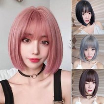 보브컷 단발 가발, 그레이, 1개