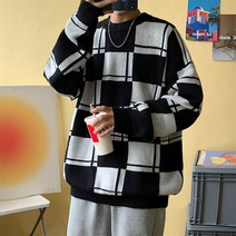 모노포스 남녀공용 체크 라운드 니트 MN481