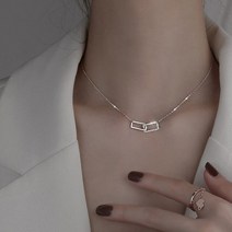 여자 남자드 써지컬 은 금 반지 -925 실버 반짝이 사각형 이중 실리콘 산화 아연 목걸이 펜던트 선물