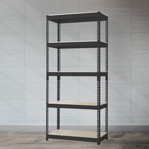 스피드랙 철제선반 조립식 앵글 5단 900 x 700 x 1200, 블랙, 12mm 강화 MDF 보드