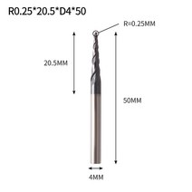 Vack 카바이드 볼 노즈 엔드 밀 3.175mm 4mm 6mm 8mm 테이퍼 엔드 밀 조각 라우터 비트 cnc 테이퍼 목재 금속 밀링 커터, r0.25x20.5xd4x50l