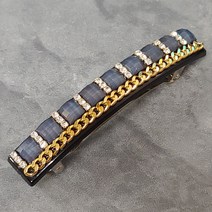 SUNNYDAY DD2 국산 큐빅 골드 체인 자동핀 일자핀 성인 여성 헤어핀 반묶음핀 한묶음 반머리 심플 고급 머리핀