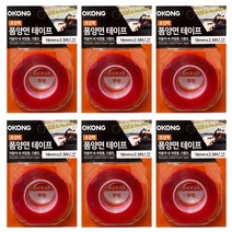 오공 초강력 폼양면테이프 투명 18mm x 2.5m, 6개