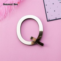 3d 골드 영어 편지 아크릴 거울 표면 벽 스티커 파티 도어 룸 장식 알파벳 껍질 & 스틱 diy 아트 벽화, 큐 골드