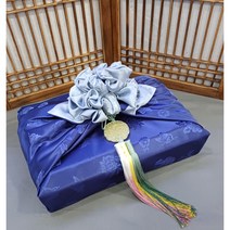 예단사랑 예단 양단 겹보자기 전통 고급 보자기110cm~150cm사이즈 대형 큰 보자기 이불포장 이바지포장, 1.청권색 150cm x 150cm노리개포함