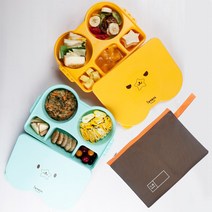 아이별프렌즈 옥수수 도시락 어린이집 식판, 단품, 도시락 민트+파우치