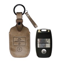 [에첼소] 기아 스마트키케이스 자동차키홀더 버전1, 미니스트랩 - 각인 두줄, K1-01(신형로고), 빈티지 머드그레이