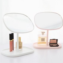 파우더룸 트레이거울 귀걸이선반 화장대 감성소품 자취방 메이크업 선명한 미니책상, 핑크