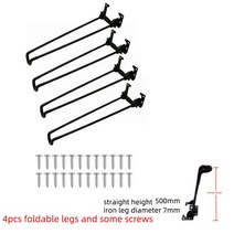 접이식 철 테이블 다리 4 개 420mm 600mm 160mm 높이 가구 발 금속 책상 블랙 솔리드 피트, [14] 4pcs height 500mm