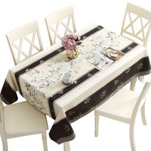 Qualsen 식탁보 직사각형 북유럽 테이블 커버 발수 방수 방유 PVC제 세련된 137×200 cm(테이블 러너 스타일 No.2)