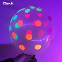LED풍선 10pcs 블랙 라이트 파티 풍선 UV 네온 12 인치 형광 도트 웨딩 아치, [01] 1-10pcs
