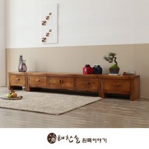 소나무 통원목 전통거실장(본장 1단장2개), 네추럴브라운