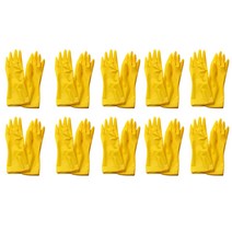 [에프플래닝] 프리미엄 질긴 고무장갑 10개세트 라텍스 주방 설거지 단미니 고무 장갑, 진노랑