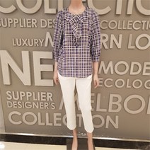 BCBG NC13 프라하 체크 프릴 블라우스 B2C7B407