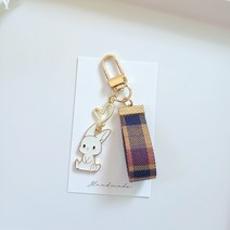 하트 토끼 커플 키링 / 에어팟 갤럭시 자동차 키홀더 핸드폰키링 가방키링, 갈색