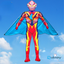 유비스키 연날리기 3D콩푸팬더, 200 미터 블루 휠, 2 미터 3D 울트라 맨