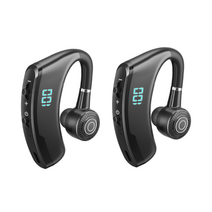 WJSHOP 2Pcs V9S LED 귀걸이형 스테레오 블루투스 무선이어폰(블랙/블루), 블랙